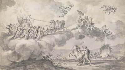Wandteppich-Design: Apollo in seinem von Aurora geführten Wagen von Fedele Fischetti